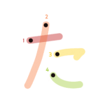 ひらがな『た』のなぞり書き（カラー）